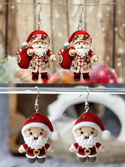 Christmas Santa Claus Earrings Acrylic For Girlfriend Women Holiday Jewelry Double Sided Ear Pendan 6