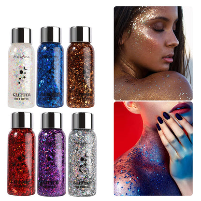 Waterproof High Gloss Glitter Gel Eye Nail Hair Body Face Makeup, Multifunctional Body Decoration for Party and Festival