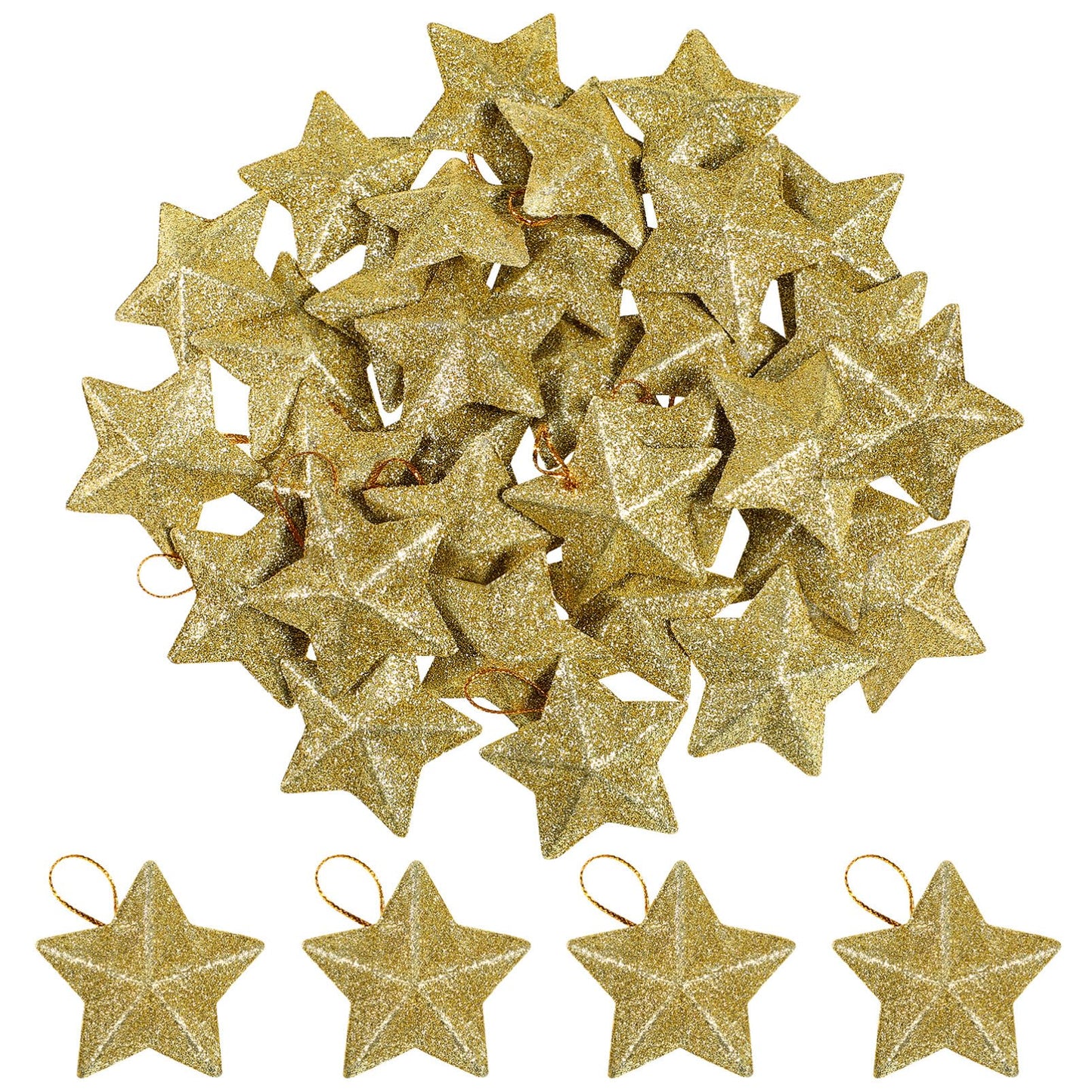 Gold Glitter Star Mini , Christmas Tree Hanging Pendant, Star Ornament Decoration Tree Pendant for Christmas Decor
