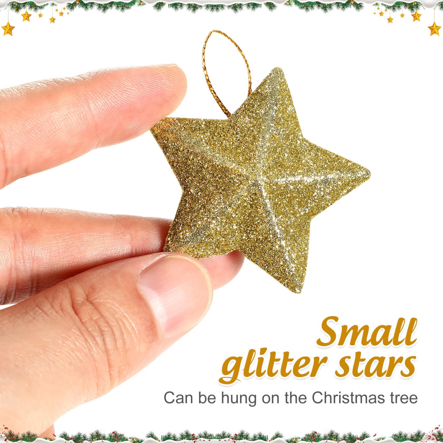 Gold Glitter Star Mini  Christmas Tree Hanging Pendant Star Ornament Decoration Tree Pendant For Ch 5