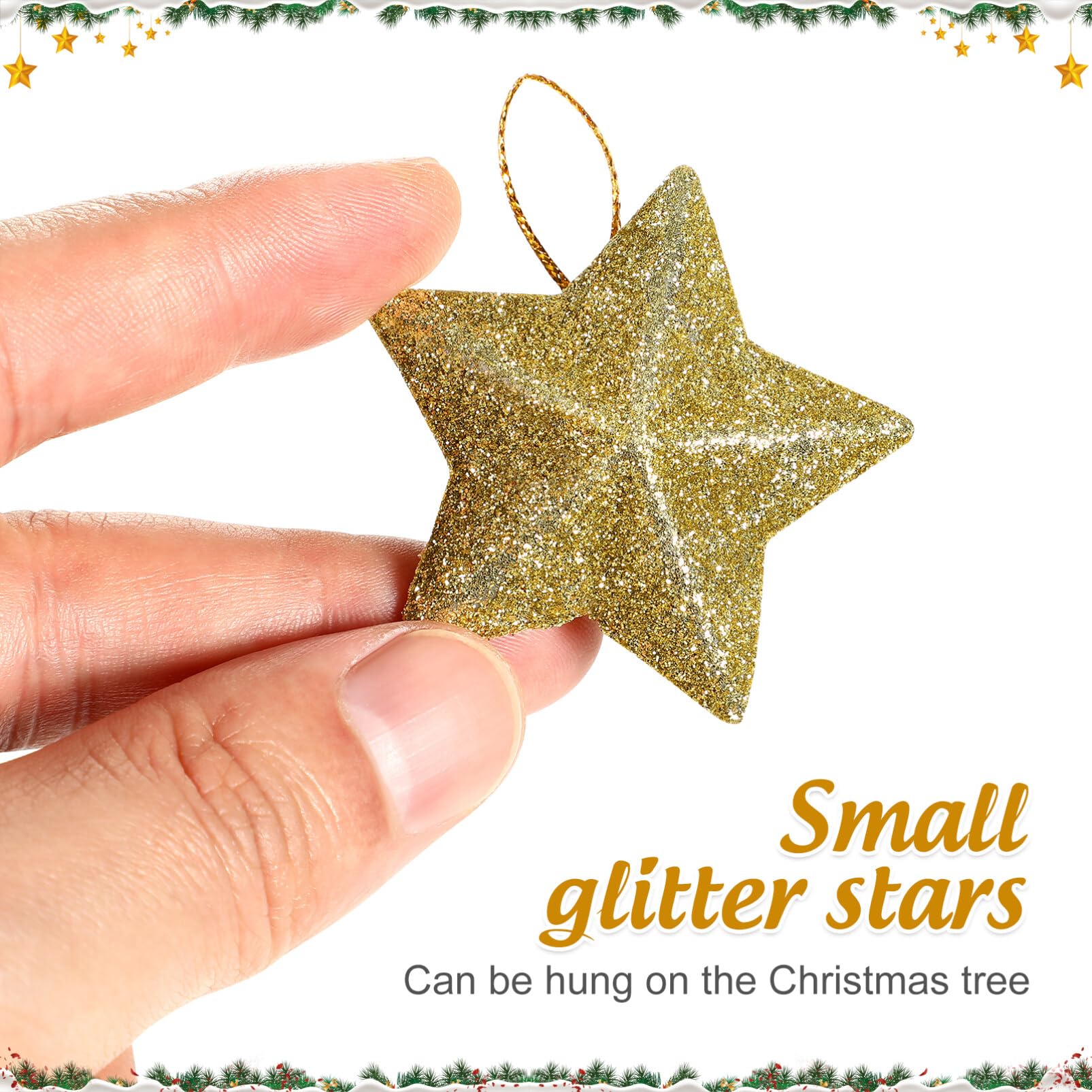 Gold Glitter Star Mini  Christmas Tree Hanging Pendant Star Ornament Decoration Tree Pendant For Ch 5