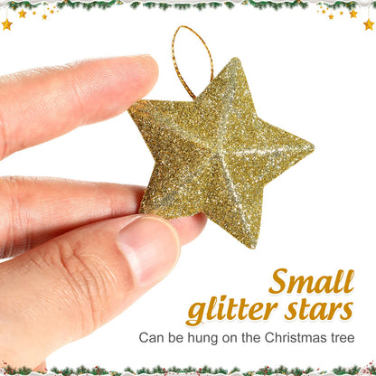 Gold Glitter Star Mini  Christmas Tree Hanging Pendant Star Ornament Decoration Tree Pendant For Ch 5