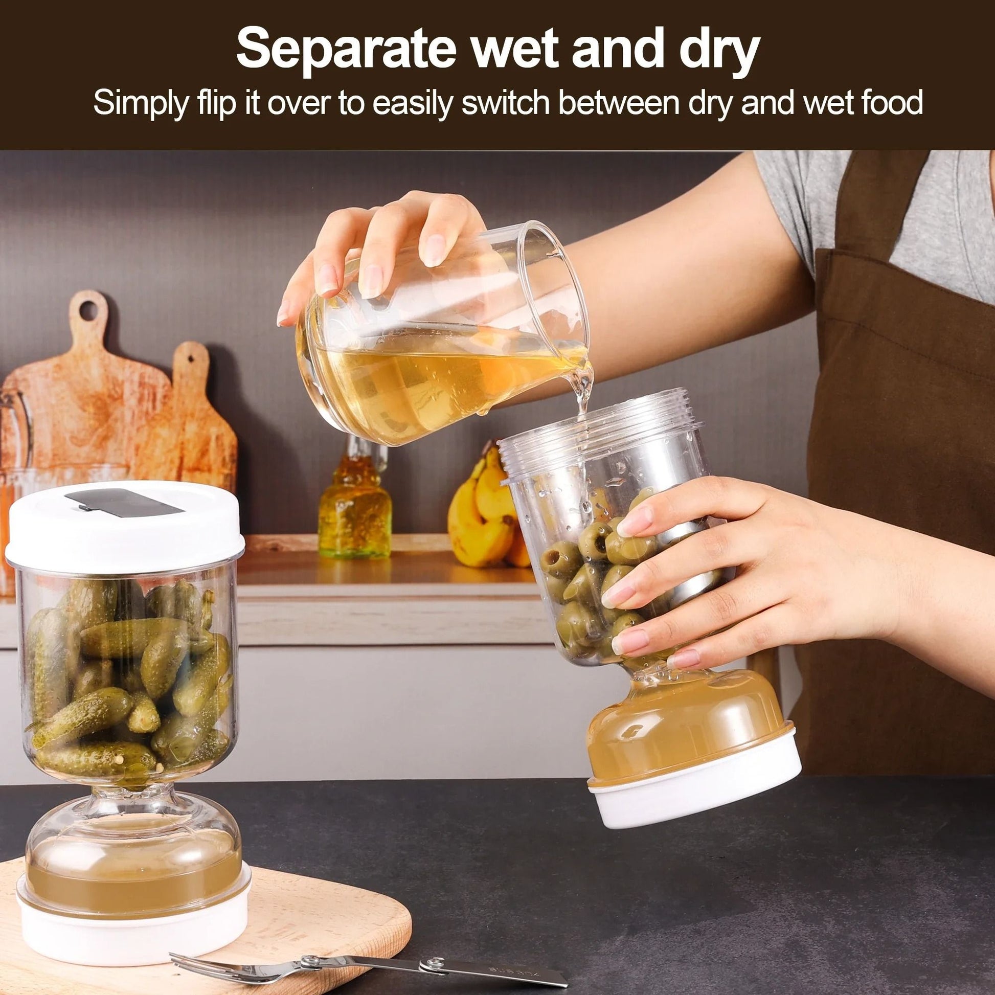 Olive And Pickle Strainer Jar With Flip Separator 2
