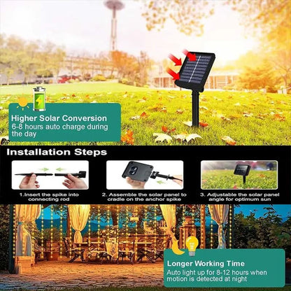 Solar Curtain Fairy Lights Outdoor Waterproof 300 LED String Light 3