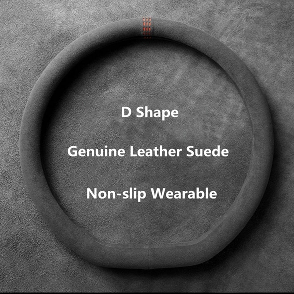 Universal Cowhide Suede Steering Wheel Cover Breathable 3738cm Car Wrap Premium Car Accessory 3