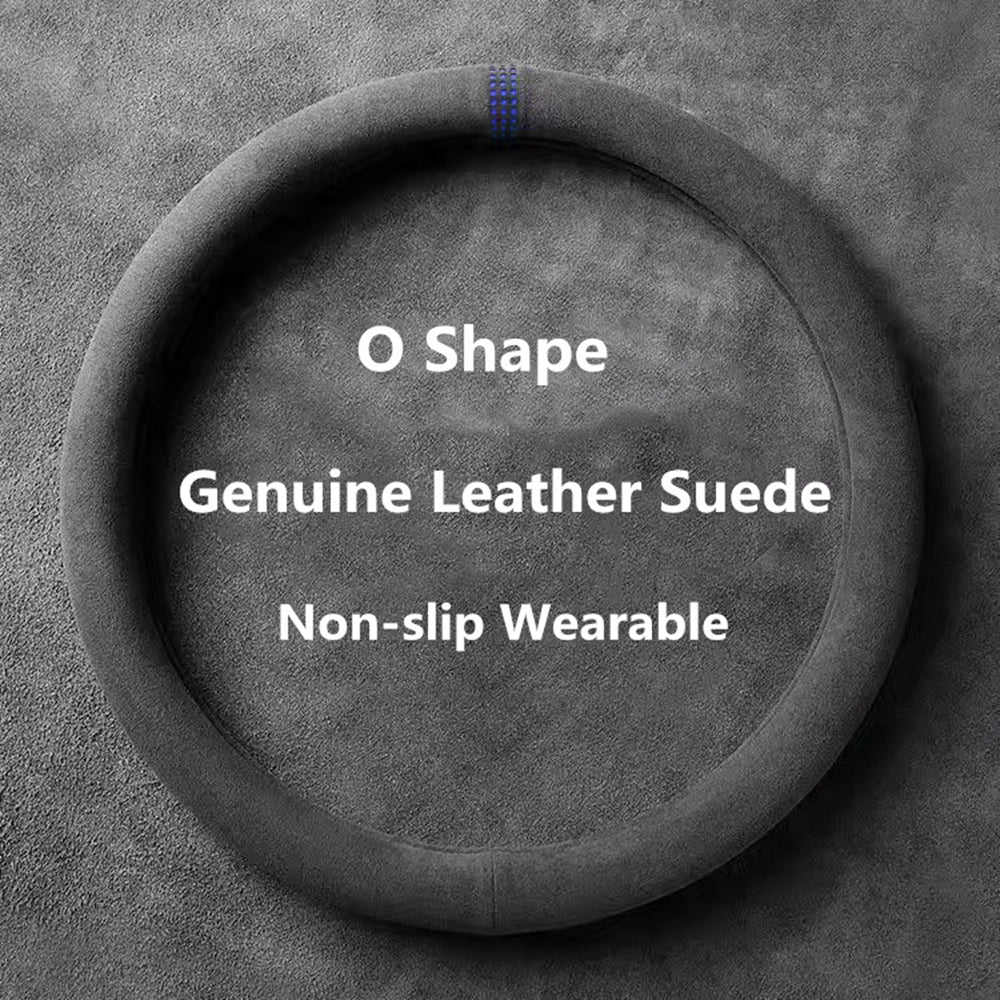 Universal Cowhide Suede Steering Wheel Cover Breathable 3738cm Car Wrap Premium Car Accessory 6