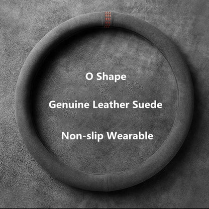 Universal Cowhide Suede Steering Wheel Cover Breathable 3738cm Car Wrap Premium Car Accessory 7
