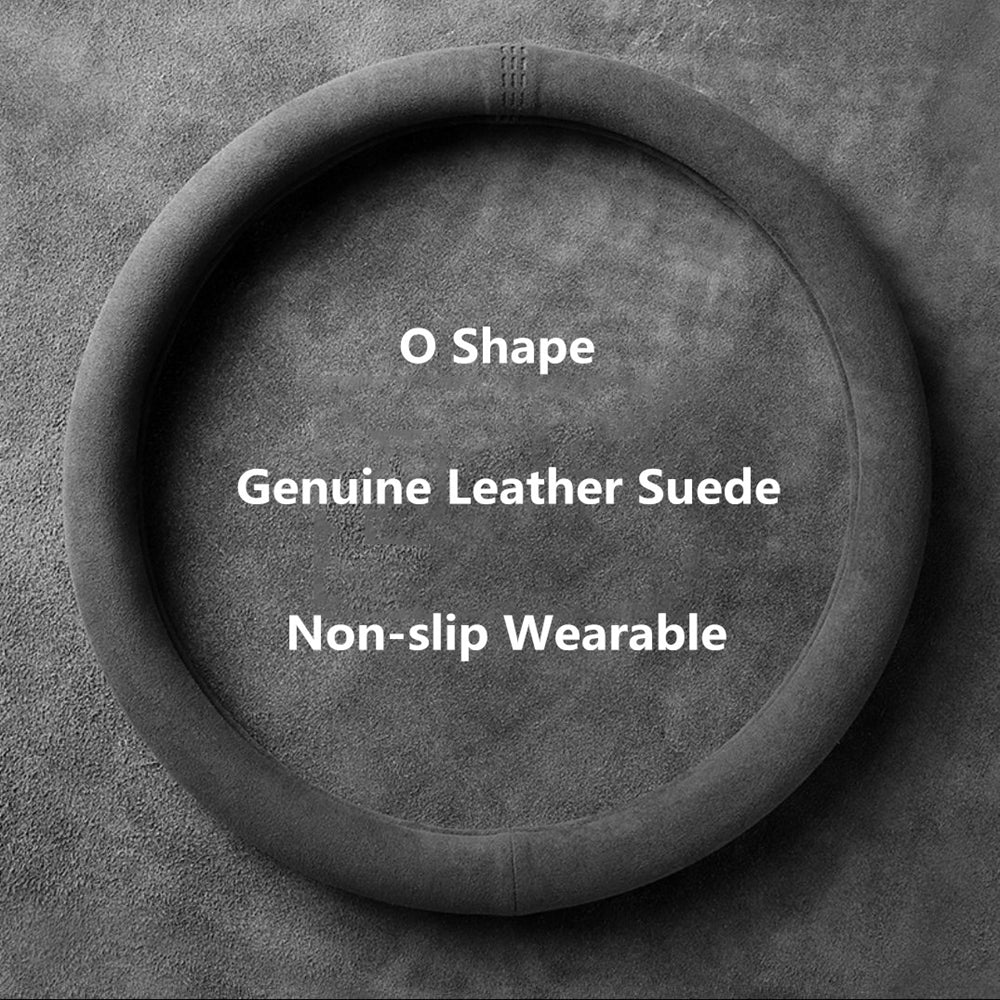 Universal Cowhide Suede Steering Wheel Cover Breathable 3738cm Car Wrap Premium Car Accessory 8