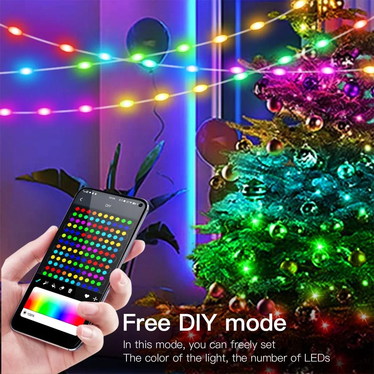 RGBIC Bluetooth LED String Light WS2812B USB Music Dream Color Light 3