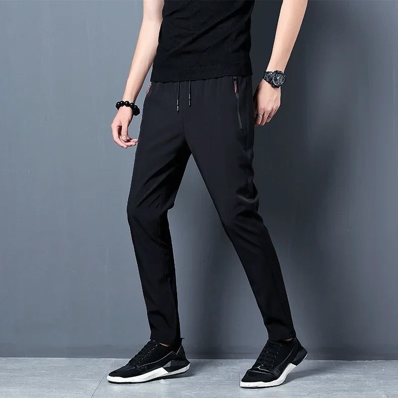 Mens Casual Straight Pants Elastic Waist Slim Fit Joggers 7