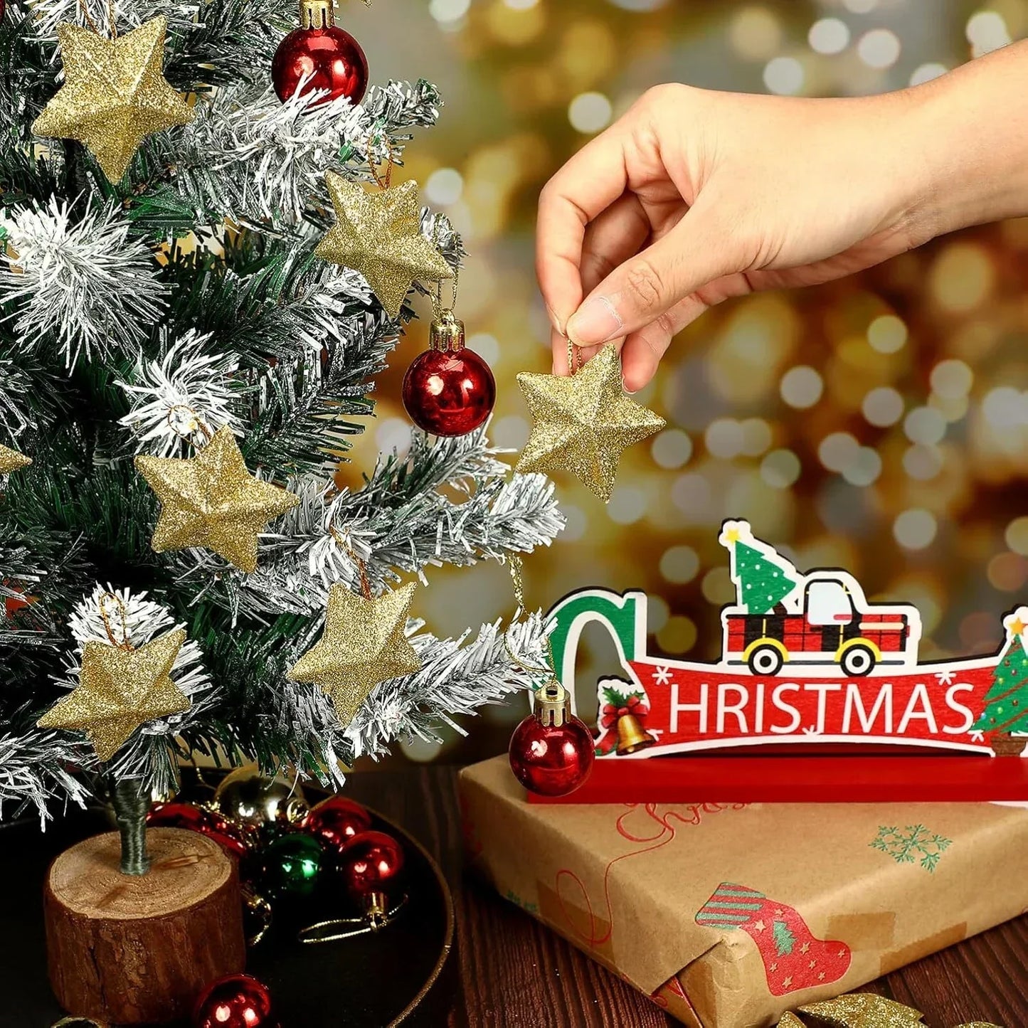 Christmas Decorations For Home 24pcs Gold Glitter Star Ornaments Navidad New Year Party Decoration 4