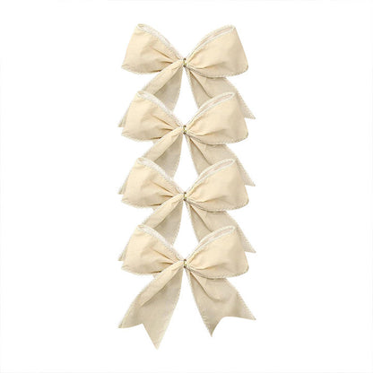 DIY Red Fabric Christmas Tree Bows Christmas Bow Decoration Wreath Decoration Bow Hanging Festive O 5