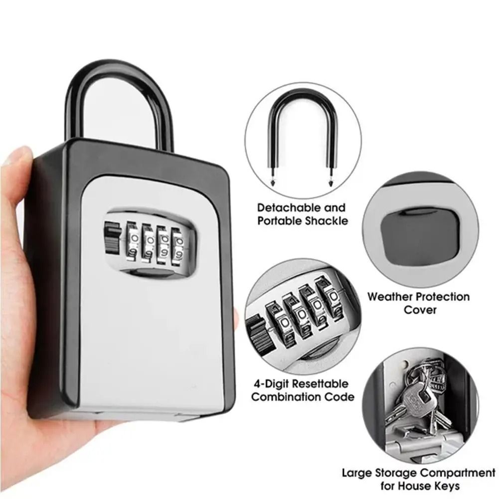Wall Mounted Key Lock Box 4 Digit Combination Security Key Safe 2