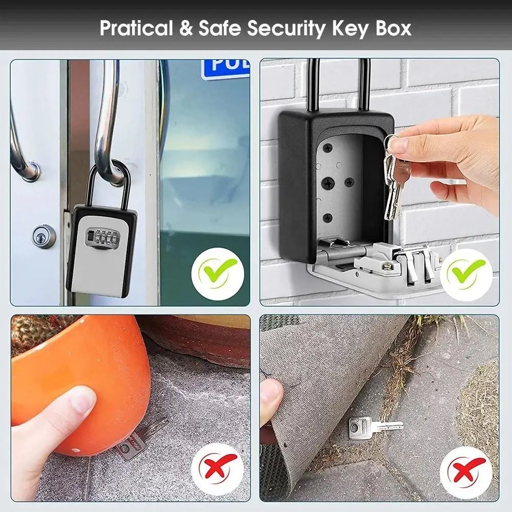 Wall Mounted Key Lock Box 4 Digit Combination Security Key Safe 5
