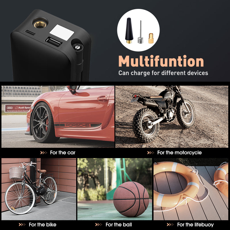 Portable Cordless Air Pump Tire Inflator Rechargeable Digital Compressor For Car Motorcycle Bicycle 2