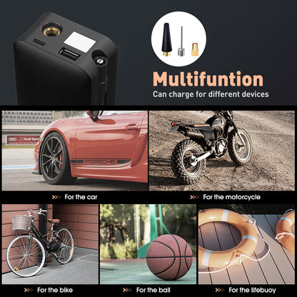 Portable Cordless Air Pump Tire Inflator Rechargeable Digital Compressor For Car Motorcycle Bicycle 2