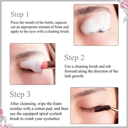 Eyelid Deep Clean Cleanser Lanthome Eyelash Extension Shampoo Foam Makeup Tools Mascara Remover Sal 2