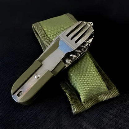7 In 1 Multifunctional Outdoor Tableware Stainless Steel Foldable Utensil Set 1