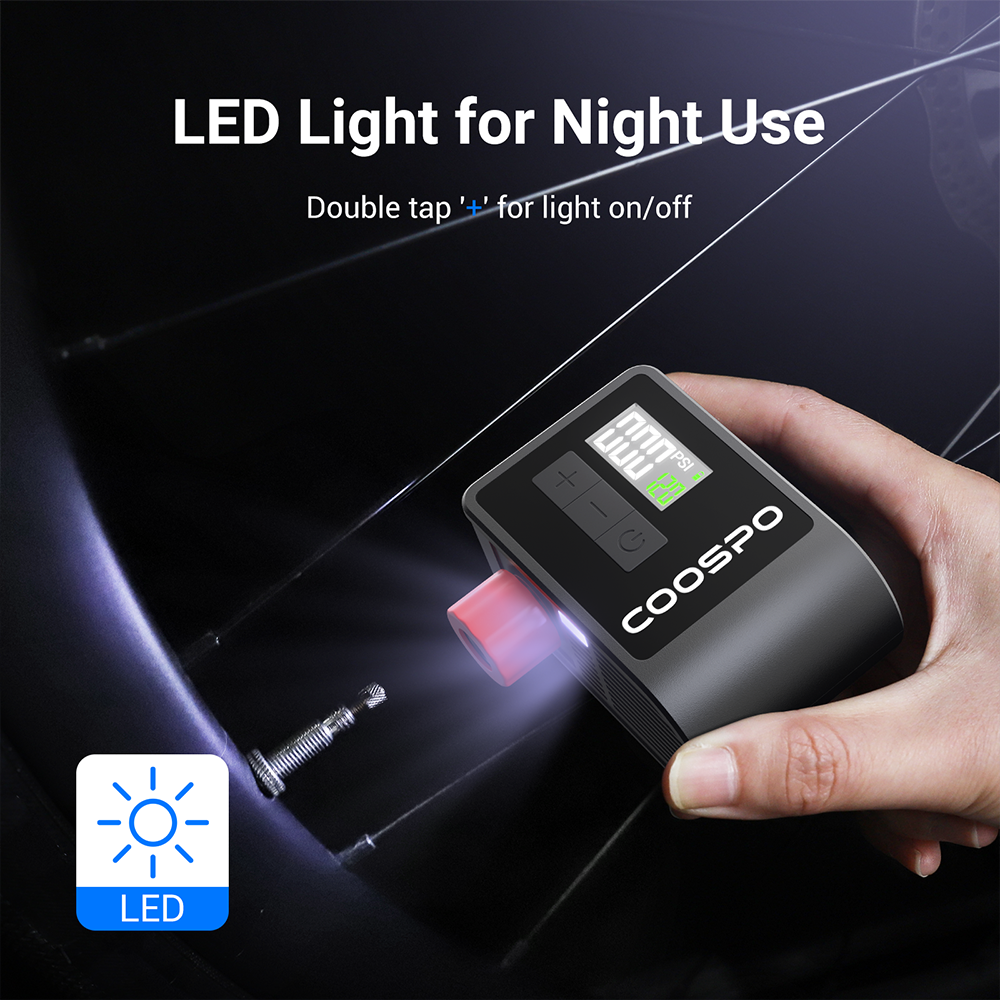 Portable Digital Inflator, Mini Electric Air Pump, Bike Accessories for Schrader and Presta Tires