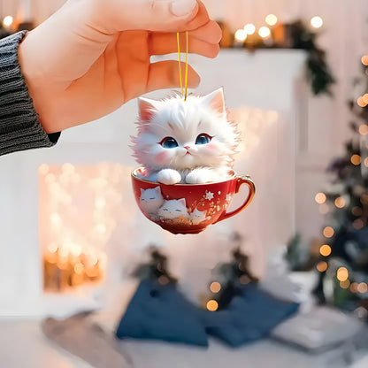 2D Christmas Tree Pendant 2D Flat Acrylic Xmas Tree Hanging Ornaments Cartoon Home Decor New Year C 3