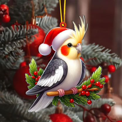 2D Christmas Tree Pendant 2D Flat Acrylic Xmas Tree Hanging Ornaments Cartoon Home Decor New Year C 7