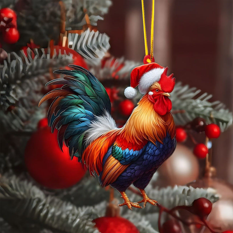 2D Christmas Tree Pendant 2D Flat Acrylic Xmas Tree Hanging Ornaments Cartoon Home Decor New Year C 8