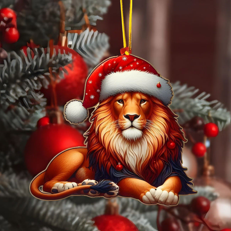 2D Christmas Tree Pendant 2D Flat Acrylic Xmas Tree Hanging Ornaments Cartoon Home Decor New Year C 12