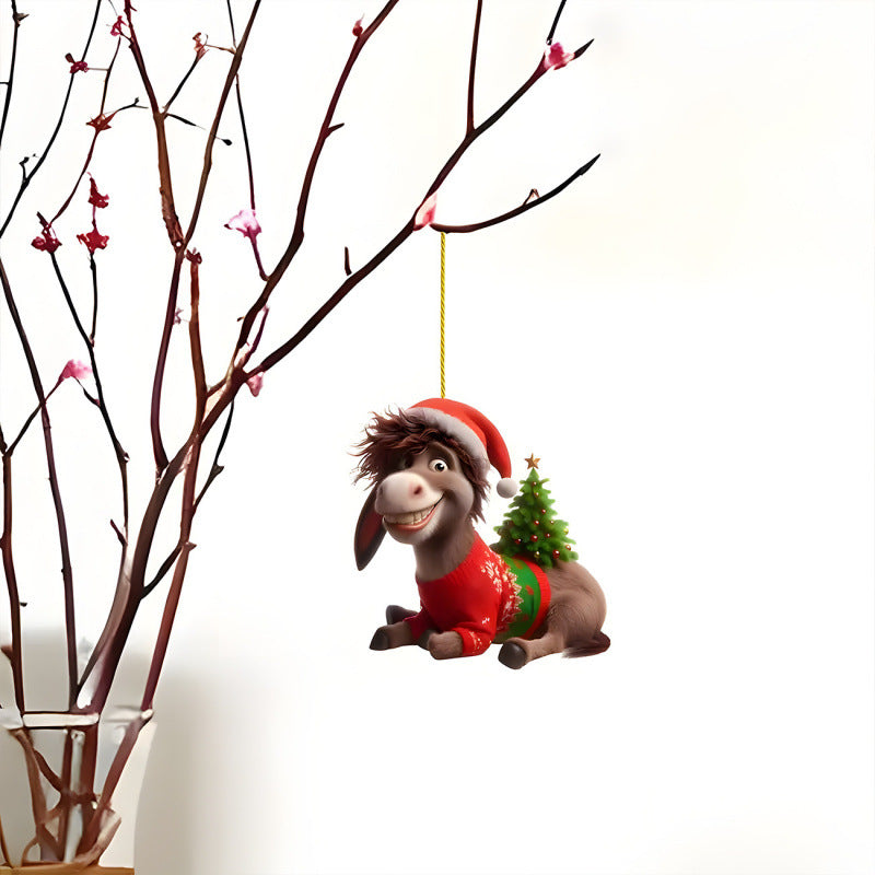 2D Christmas Tree Pendant 2D Flat Acrylic Xmas Tree Hanging Ornaments Cartoon Home Decor New Year C 16