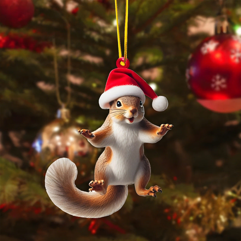 2D Christmas Tree Pendant 2D Flat Acrylic Xmas Tree Hanging Ornaments Cartoon Home Decor New Year C 24