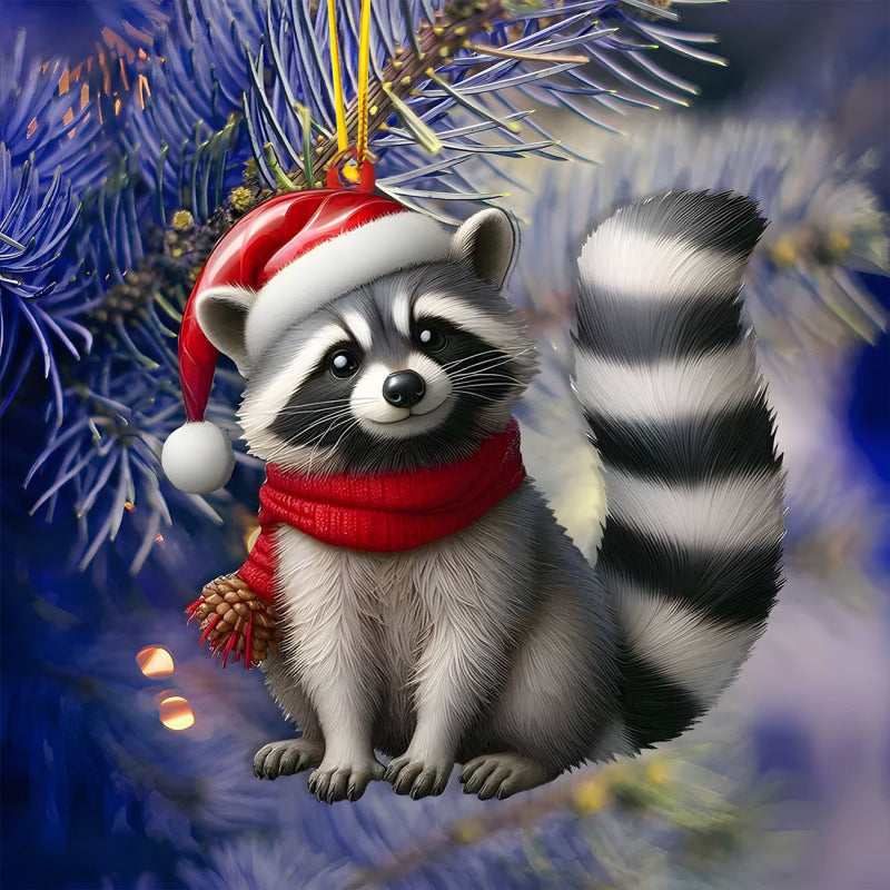 2D Christmas Tree Pendant 2D Flat Acrylic Xmas Tree Hanging Ornaments Cartoon Home Decor New Year C 25