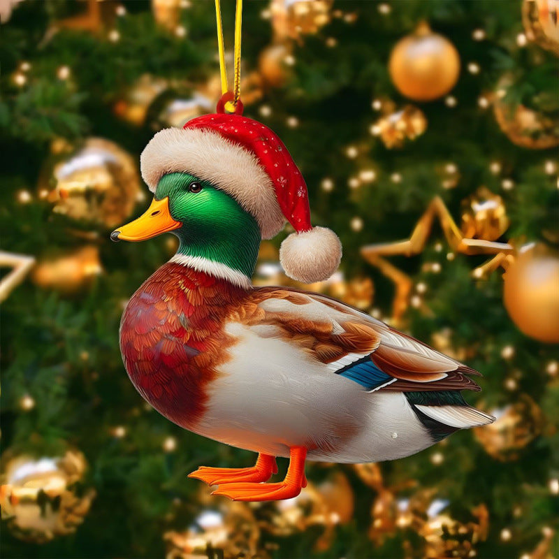 2D Christmas Tree Pendant 2D Flat Acrylic Xmas Tree Hanging Ornaments Cartoon Home Decor New Year C 29