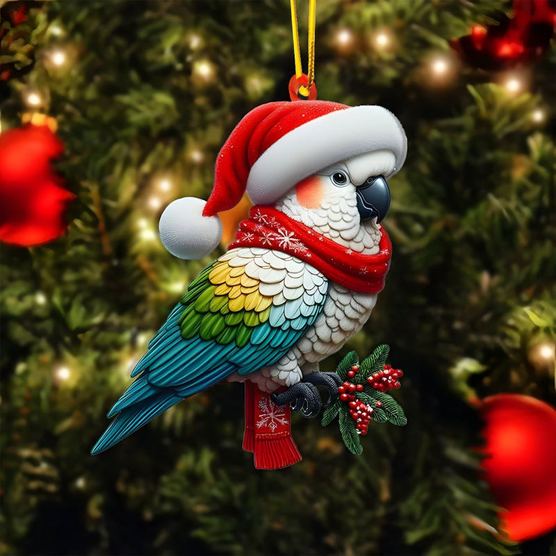 2D Christmas Tree Pendant 2D Flat Acrylic Xmas Tree Hanging Ornaments Cartoon Home Decor New Year C 30