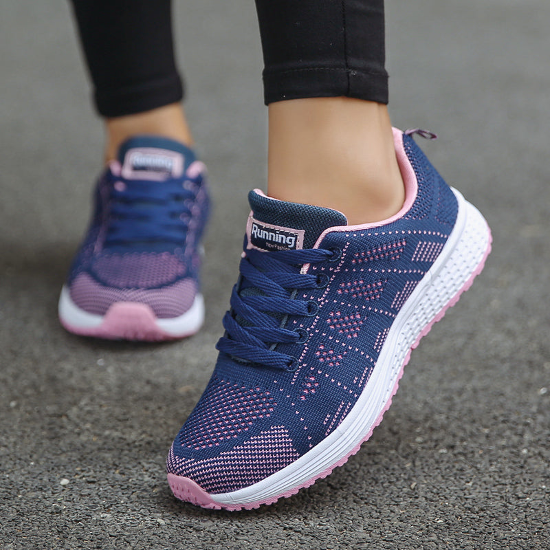 Lightweight Breathable Women Casual Shoes, Mesh Flats Sneaker, Vulcanized White Female Walking Shoes