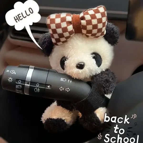 Funny Cartoon Panda Car Doll, Soft Gear Shift Knob Cover, Anti-Skid Dashboard Ornament for Automotive Decor