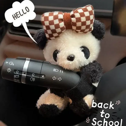 Funny Cartoon Panda Car Doll, Soft Gear Shift Knob Cover, Anti-Skid Dashboard Ornament for Automotive Decor