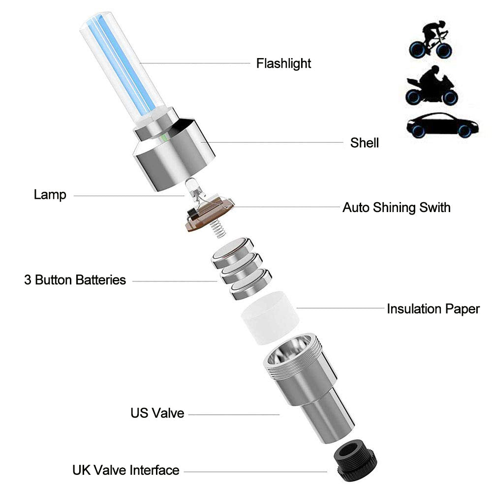 Neon Bicycle Spoke Light LED Bicycle Valve Light Night Riding Warning Bicycle Tire Valve Light Acce 5