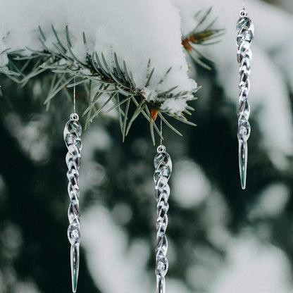 Crystal Christmas Ornaments, Transparent Twisted Icicle Hanging Tree Pendant, Elegant Winter Holiday Party Decoration