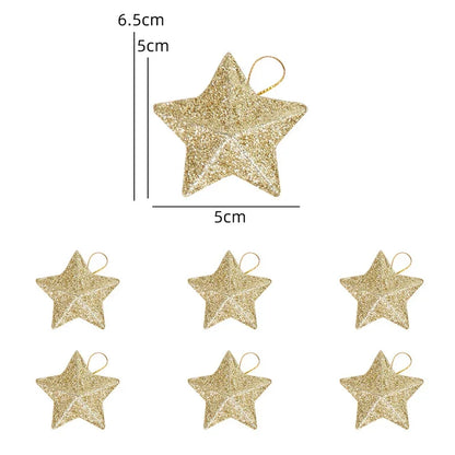 Gold Glitter Star Ornaments, Christmas Tree Hanging Pendant For Home, Navidad New Year Party Gift, Christmas Decoration