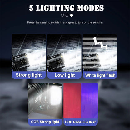 Rechargeable COB Head Flashlight Powerful LED Headlamp Motion Sensor Headlight High Power Head Lamp 5