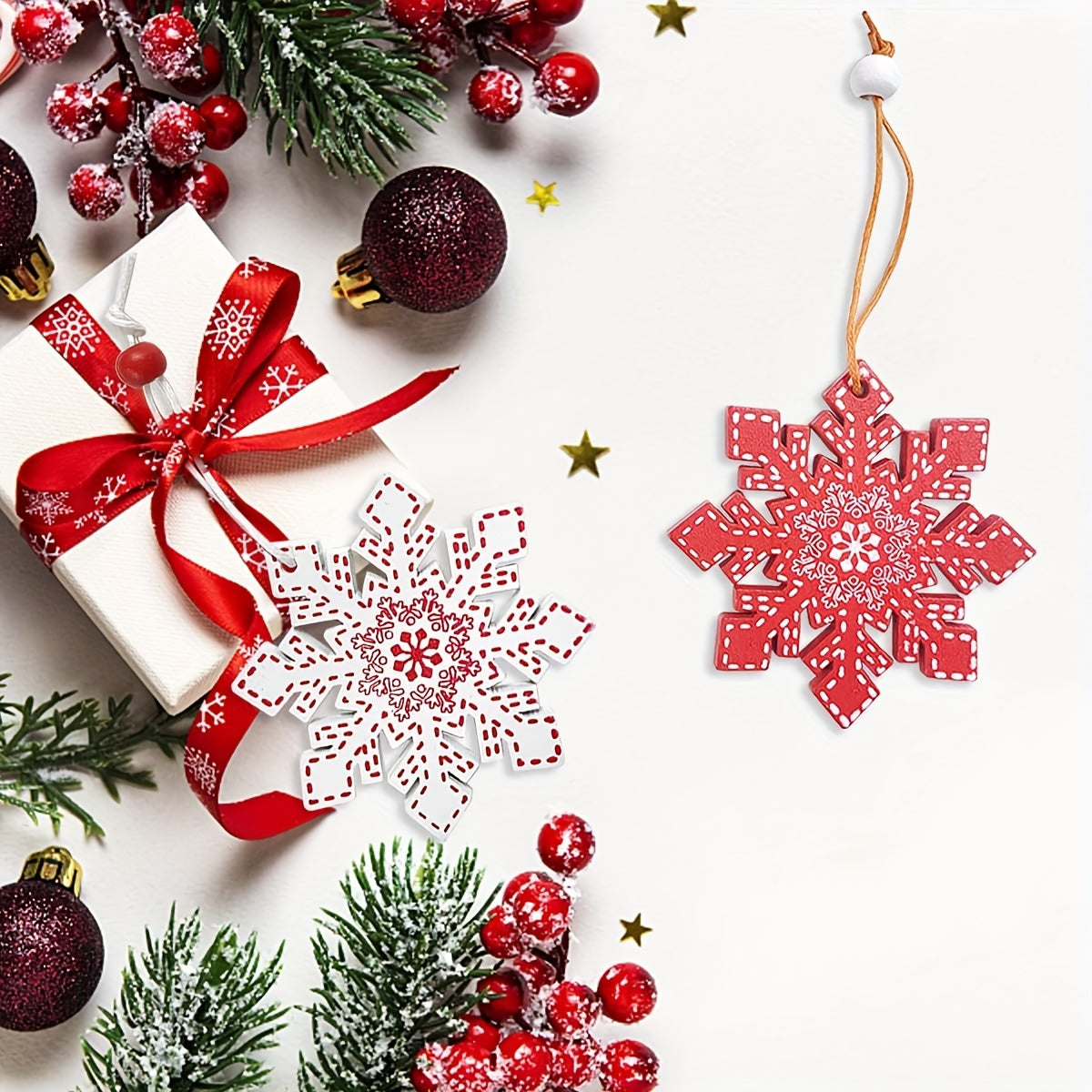 Pure Wood Pendant Snowflake Stars, Wood Pendant Christmas Tree Pendant, New Set Christmas Decoration, Decor Suppliies