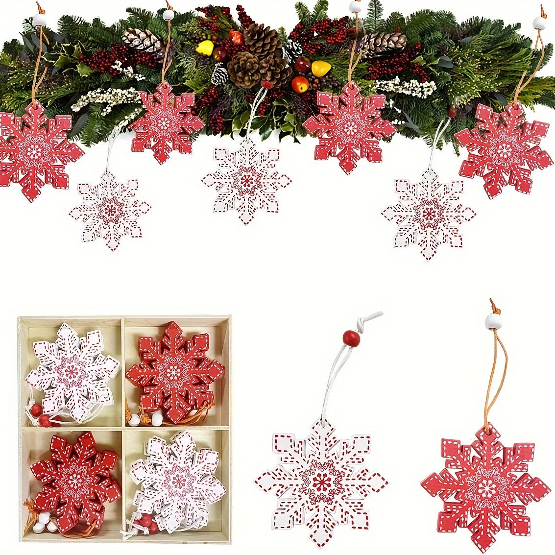 Pure Wood Pendant Snowflake Stars, Wood Pendant Christmas Tree Pendant, New Set Christmas Decoration, Decor Suppliies