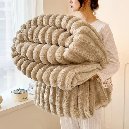Thick WideStriped Flannel Multifunctional Blanket  AllPurpose Home Throw 9