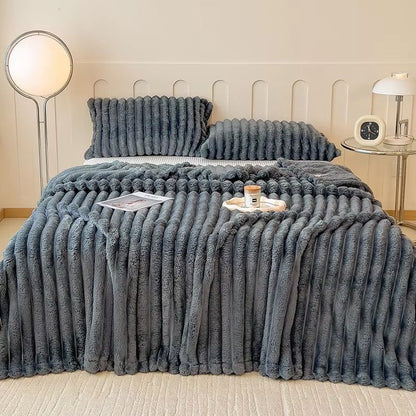 Thick WideStriped Flannel Multifunctional Blanket  AllPurpose Home Throw 2