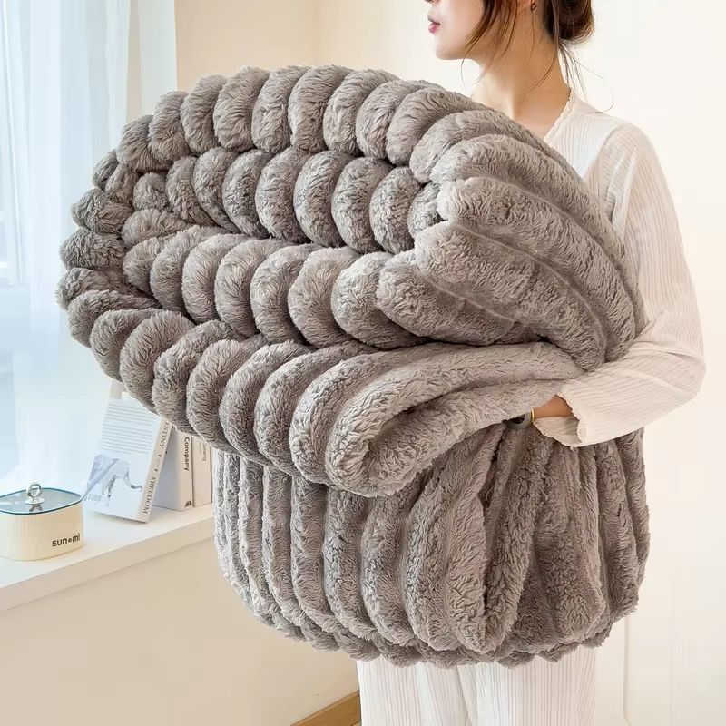 Thick WideStriped Flannel Multifunctional Blanket  AllPurpose Home Throw 12