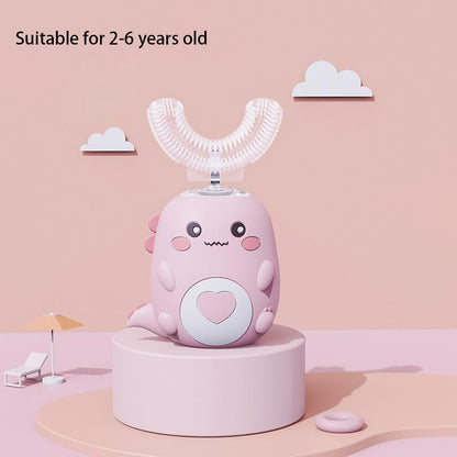 Smart Cartoon Kids Silicone Toothbrush, Children U-shaped Electric Toothbrush, Automatic Rechargeable Sonic Toothbrush