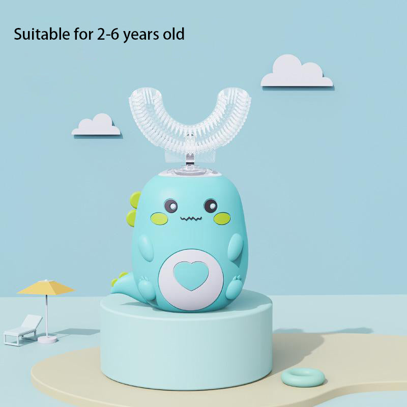 Smart Cartoon Kids Silicone Toothbrush, Children U-shaped Electric Toothbrush, Automatic Rechargeable Sonic Toothbrush
