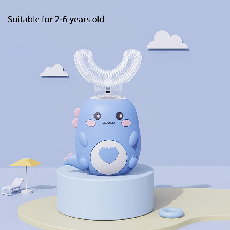 Smart Cartoon Kids Silicone Toothbrush, Children U-shaped Electric Toothbrush, Automatic Rechargeable Sonic Toothbrush