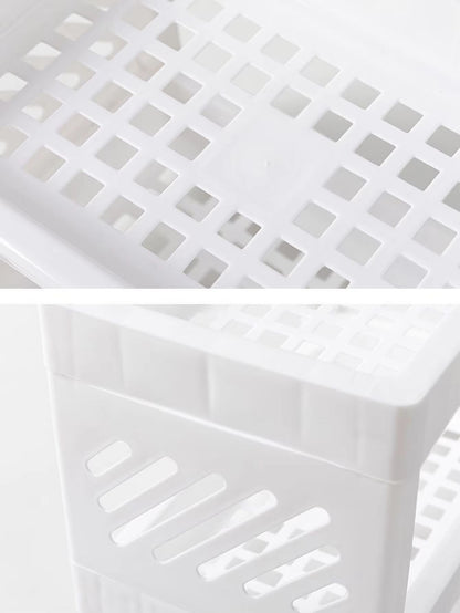 PP Desktop Double Layer Storage Rack Rectangular White Organizer 4