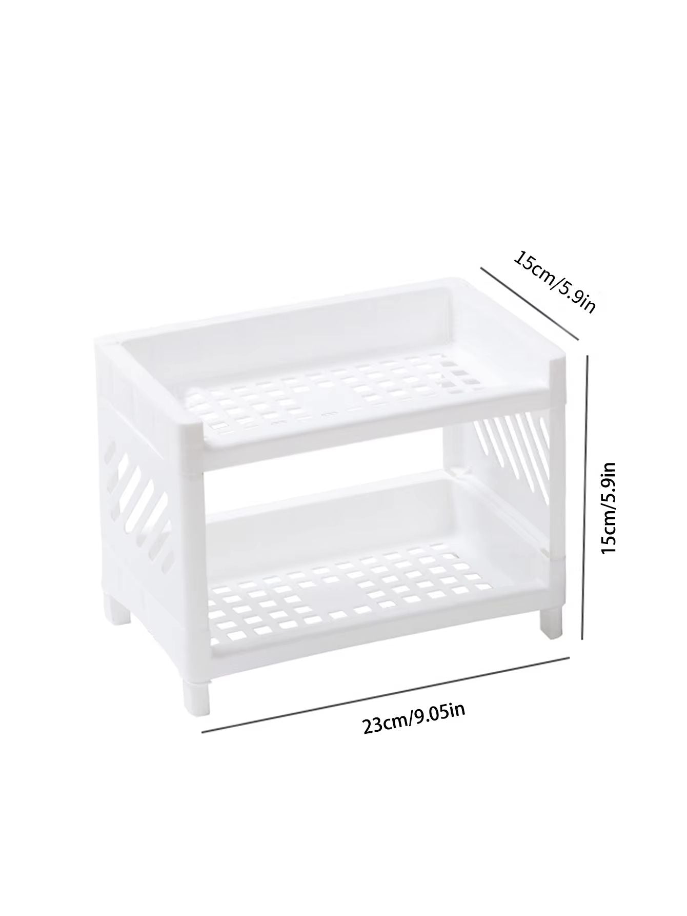 PP Desktop Double Layer Storage Rack Rectangular White Organizer 5