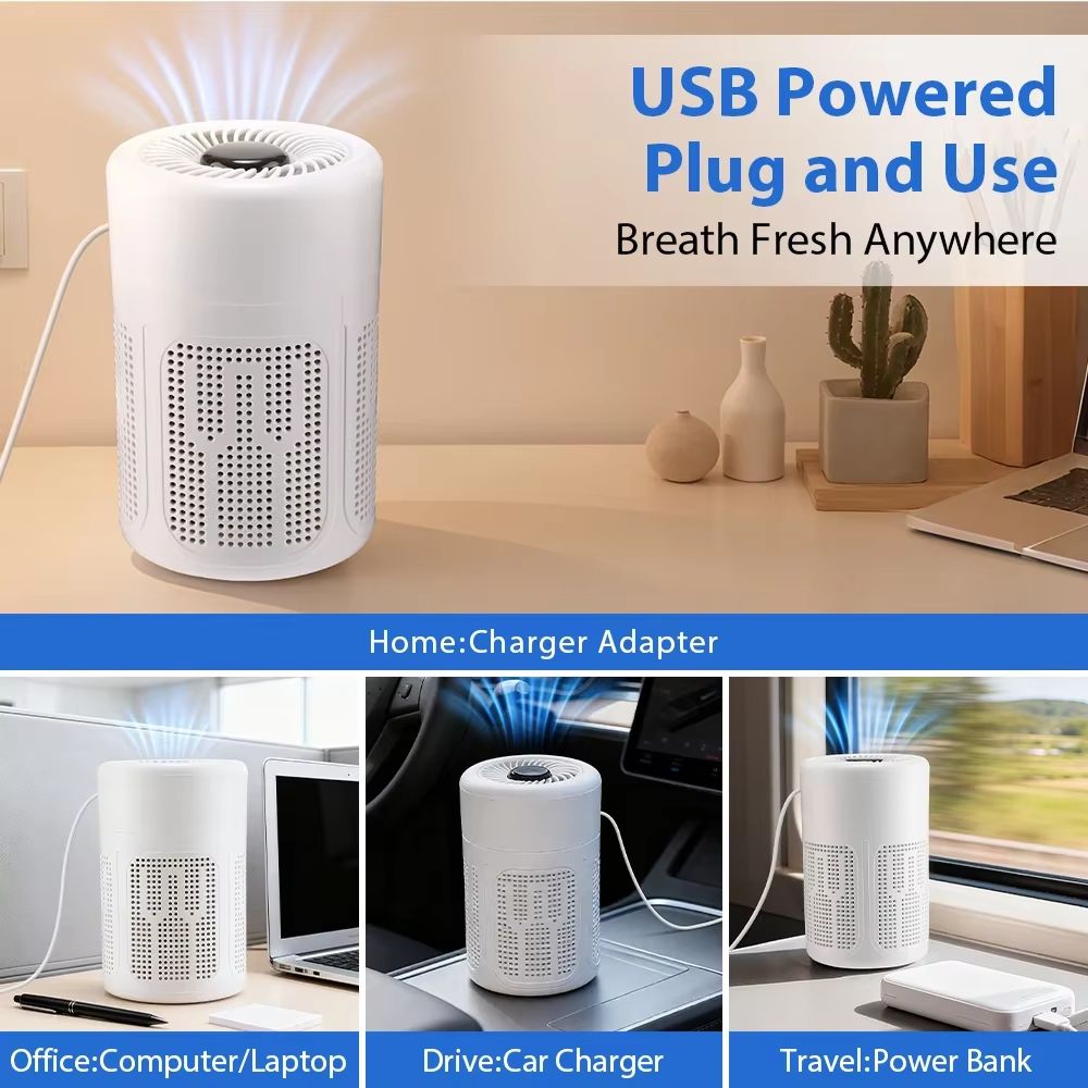 Mini Desktop HEPA  NegativeIon Air Purifier For Home  Office 4